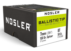 Nosler Ballistic Tip Hunting 7mm .284 150gr Spitzer Reloading Bullets - 50/Box
