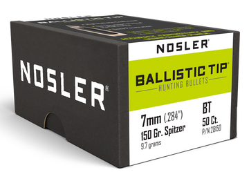 Nosler Ballistic Tip Hunting 7mm .284 150gr Spitzer Reloading Bullets - 50/Box