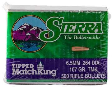 Sierra Tipped MatchKing 6.5 Creedmoor 107gr Polymer Tip Reloading Bullets - 500/Box