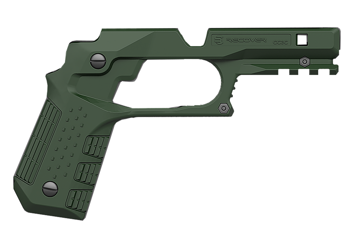 Recover Innovations CC3C-03 Grip & Rail System Green Polymer Picatinny for Compact 1911