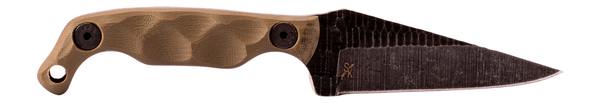 Stroup Knives Mini OD 3.5" Fixed Blade Plain Edge 1095 Carbon Steel Acid Etched - OD Green G10 Handle