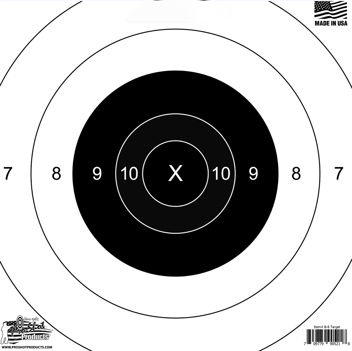 Pro-Shot B-8 10" Heavy Bullseye Paper Target - 12 Pack