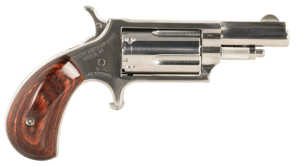 North American Arms LDLX 22 Mag 1.13" 5-Shot SAO Mini-Revolver - Polished Stainless, Rosewood