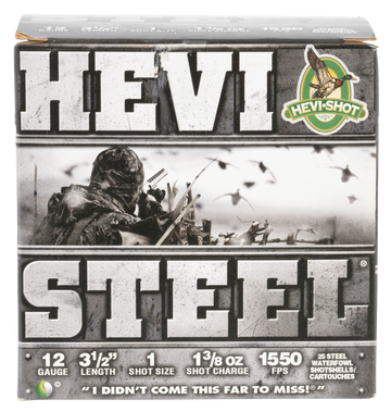 Hevishot HEVI-Steel 12 Gauge 3.5in 1-3/8 oz #1 Shot 1550 fps - Box or Case