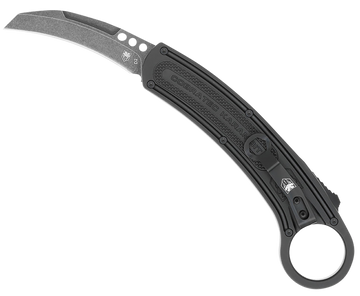 CobraTec Knives Karambit 2.75" Folding Plain D2 Stonewashed 5.88" Black Aluminum Handle w/Finger Ring