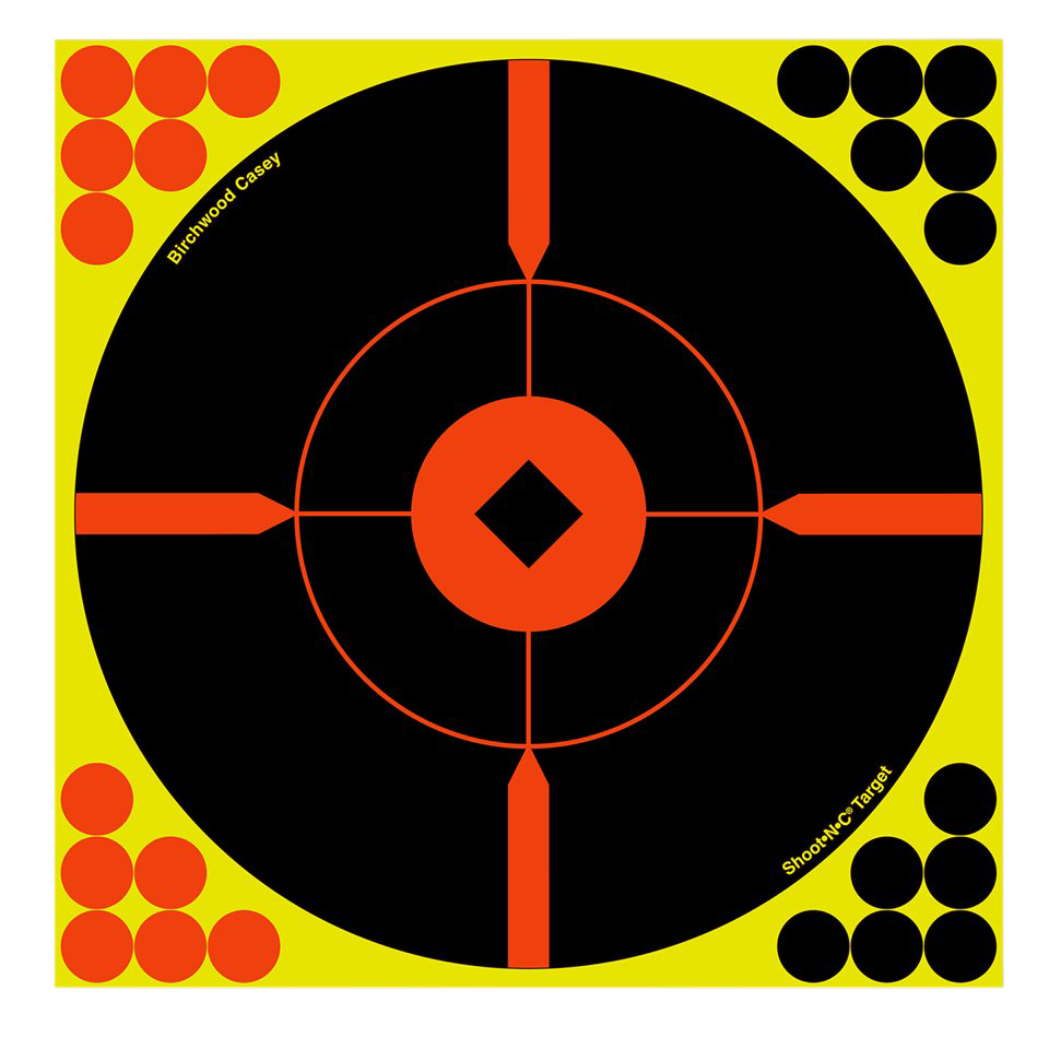 Birchwood Casey Shoot-N-C 8" Bullseye BMW Self-Adhesive Reactive Paper Target - 6 Pack