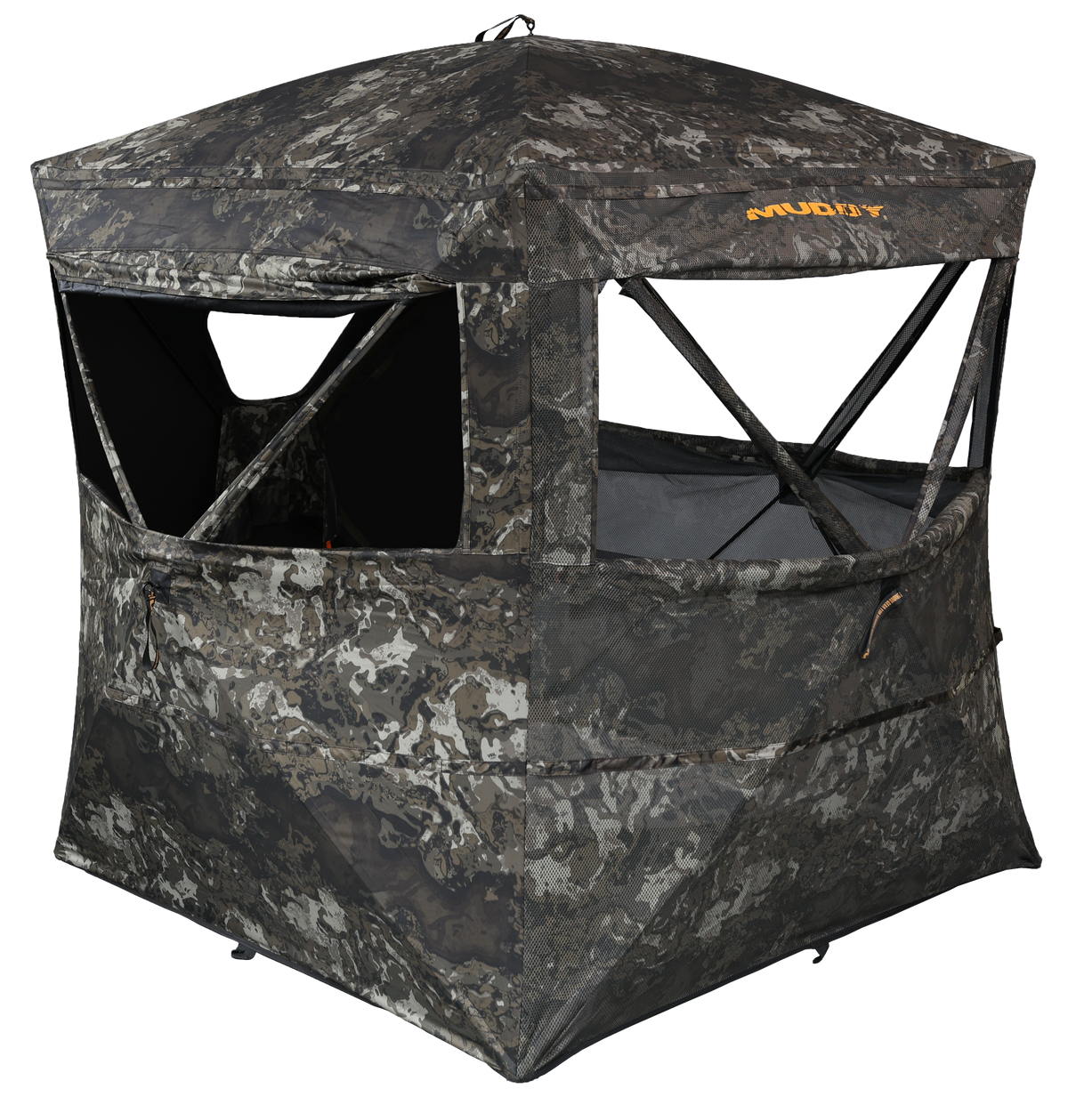 Walkers Game Ear Muddy PreVue Evo Max 58x58 2-Person Hunting Blind - Veil CNYN Grey 150D