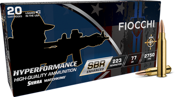 Fiocchi Hyperformance SBR Enhanced .223 Rem 77gr HPBT 20 Bx/10 Cs - Box or Case