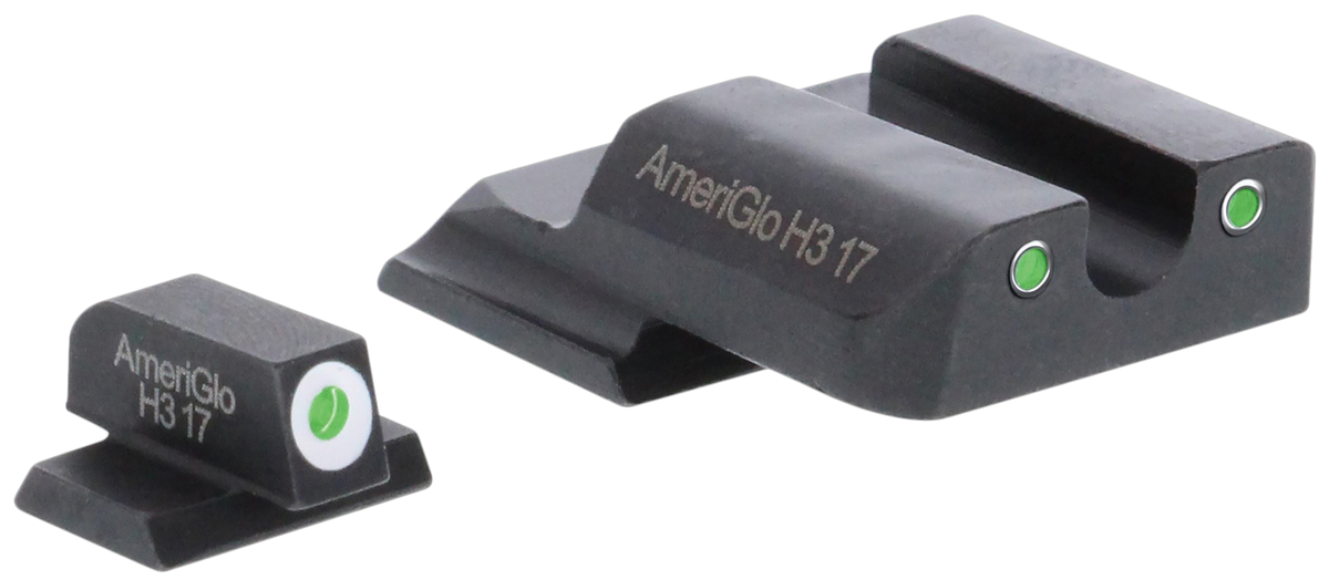 Ameriglo SW145 Classic Tritium Sight Set for Smith & Wesson M&P Shield - Green Tritium White Outline Front / Green Tritium White Outline Rear