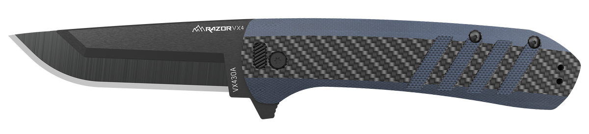 Outdoor Edge Razor VX4 3" Folding Plain Carbon Fiber/Blue G10 EDC Knife