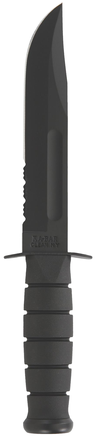 Ka-Bar 1212 Fighting/Utility 7" Clip Point Part Serrated 1095 Cro-Van Kraton G Fixed - Leather Sheath