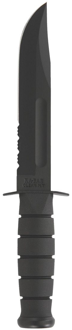 Ka-Bar 1212 Fighting/Utility 7" Clip Point Part Serrated 1095 Cro-Van Kraton G Fixed - Leather Sheath