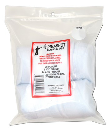 Pro-Shot Cleaning Patches 45-58 Cal 2.50" Round Cotton Flannel 250 Pack
