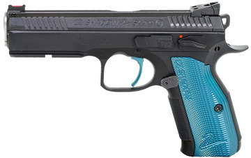 CZ Custom Shadow 2 Accu 9mm Luger 4.89" 17+1 SAO Pistol - Blue Aluminum Grips