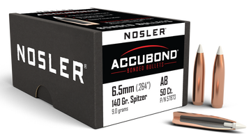 Nosler AccuBond 6.5 Creedmoor .264 140gr Spitzer Point Reloading Bullets - 50/Box