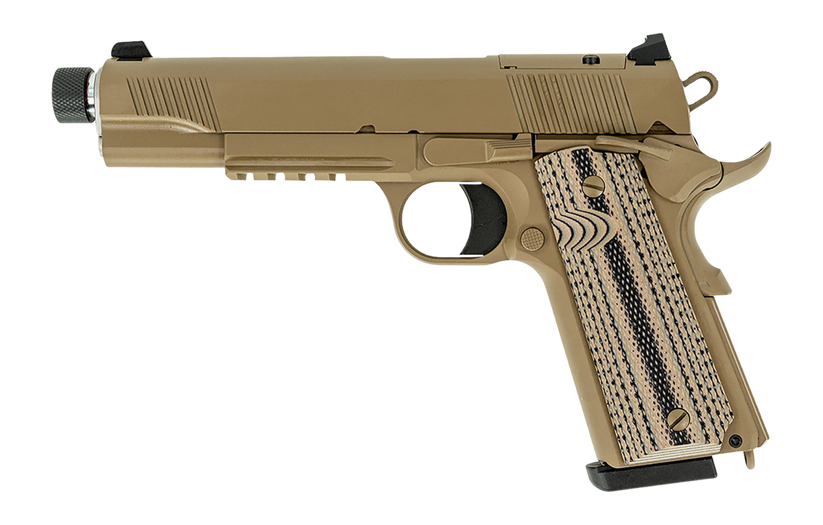 Tisas 1911 Duty 45 ACP 5" 8+1 SAO Pistol - Threaded Barrel FDE
