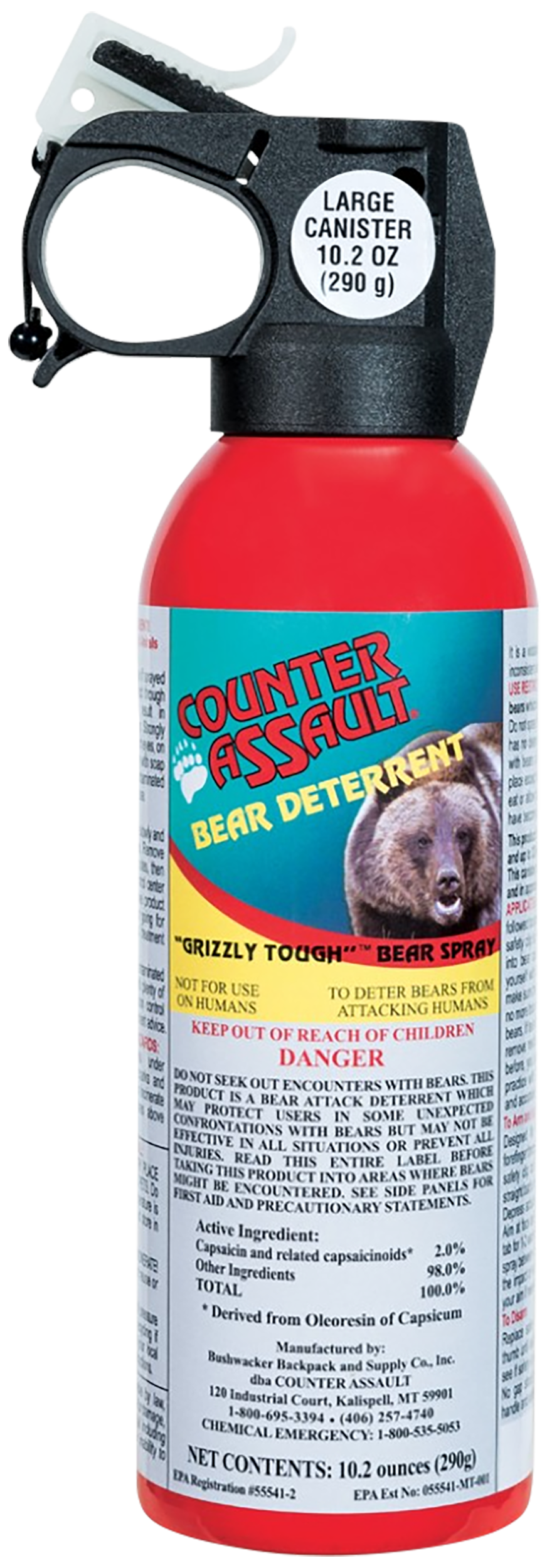 Counter Assault Bear Spray Magnum Pack 8.10 oz / 10.20 oz Capsaicin 32 ft / 40 ft Range w/ 2 Holsters