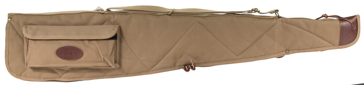Boyt Harness Alaskan 44" Waxed Canvas Rifle Case - Khaki w/ Brass Hardware & Quilted Flannel
