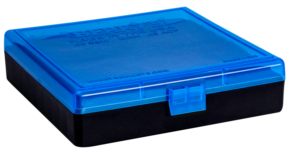Berrys 67789 008 Ammo Box 40 S&W,45 ACP 100rd Blue Lid w/Black Bottom