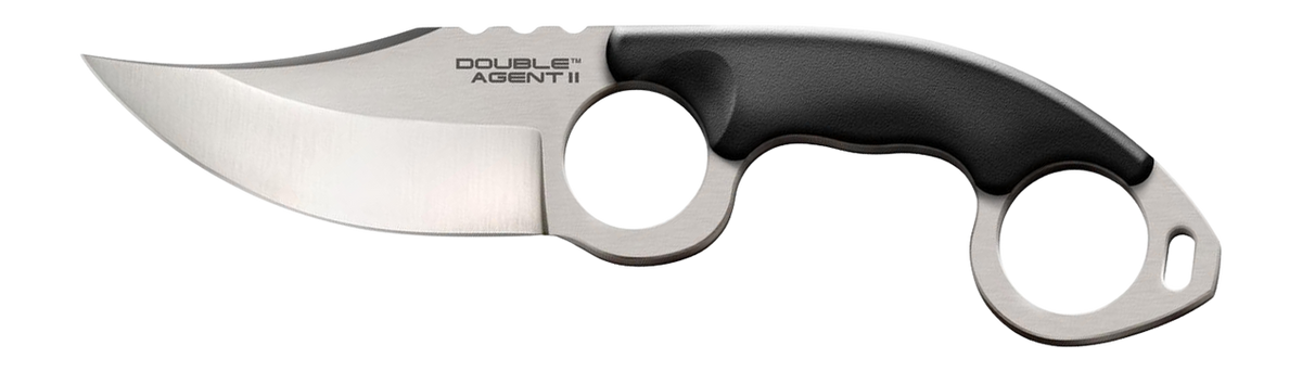 Cold Steel Double Agent II 3" Fixed Plain Clip Point AUS-8A SS Black Grivory Handle