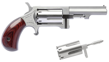 North American Arms Sidewinder 22 LR/22 WMR 2.5" 5-Rd SAO Stainless Revolver - Rosewood Birdshead