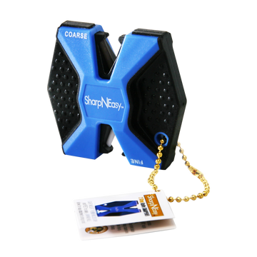Accusharp 334C SharpNEasy 2-Step Fine, Coarse Ceramic Stone Sharpener Plastic Handle Black/Blue