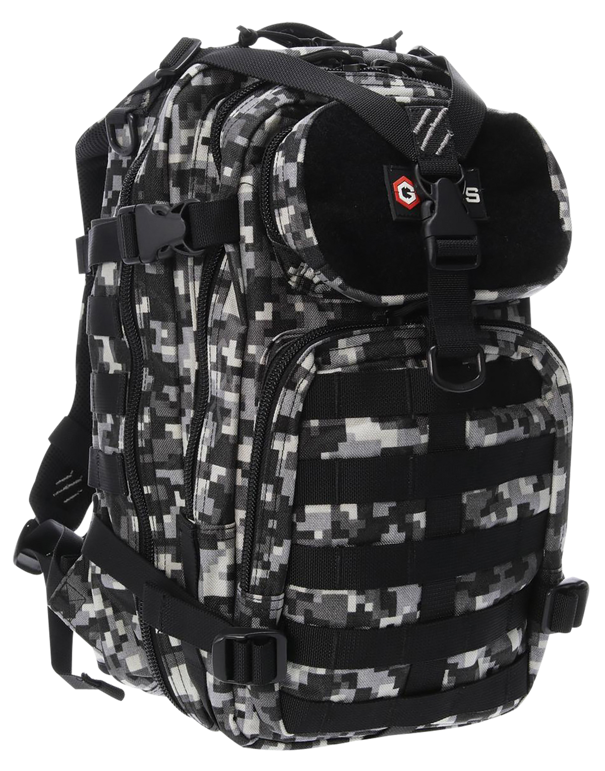 G*Outdoors GPS Tactical Bugout Bag Gray Digital 600D Polyester - Holds 2 Handguns
