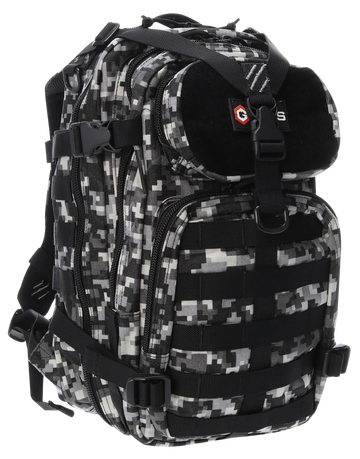G*Outdoors GPS Tactical Bugout Bag Gray Digital 600D Polyester - Holds 2 Handguns