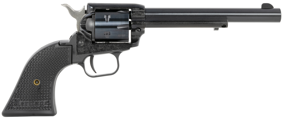 Heritage Mfg Rough Rider 22 LR/22 WMR 6.50" 6-Shot SAO Revolver - Black Cerakote/Polymer Grip