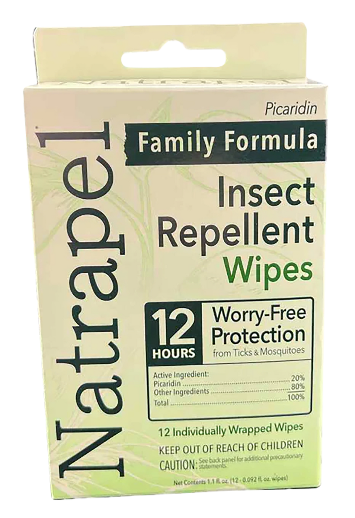 Natrapel Picaridin 20% Insect Repellent Wipes - 12-Hour Protection - 12-Pack