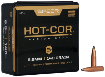 Speer Ammo 1441 Hot-Cor .264 6.5mm 140gr Spitzer Soft Point Reloading Bullets - 100/Box