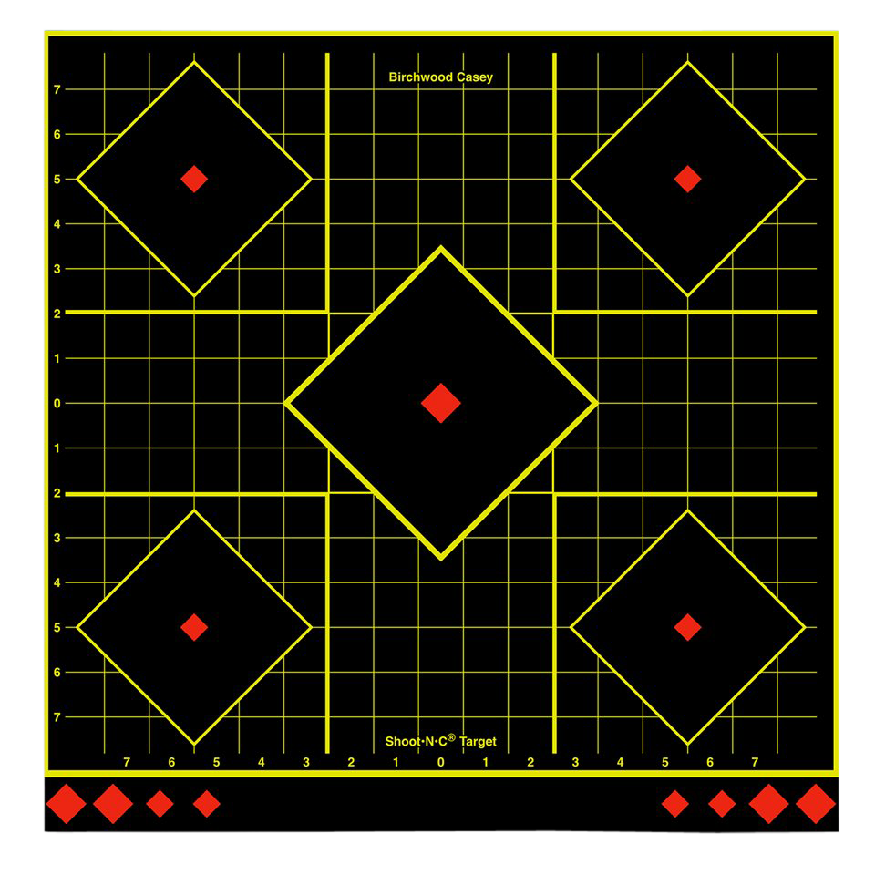 Birchwood Casey Shoot-N-C 17.75" Sight-In 5-Diamond Self-Adhesive Reactive Paper Target 5 Pack