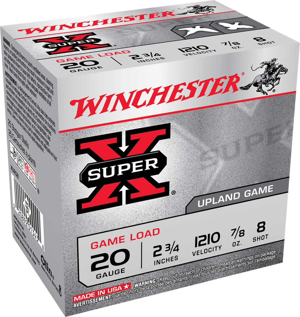 Winchester Ammo Super X Game Load 20 Gauge 2.75" 7/8 oz #8 Shot 25 Rd - Box or Case