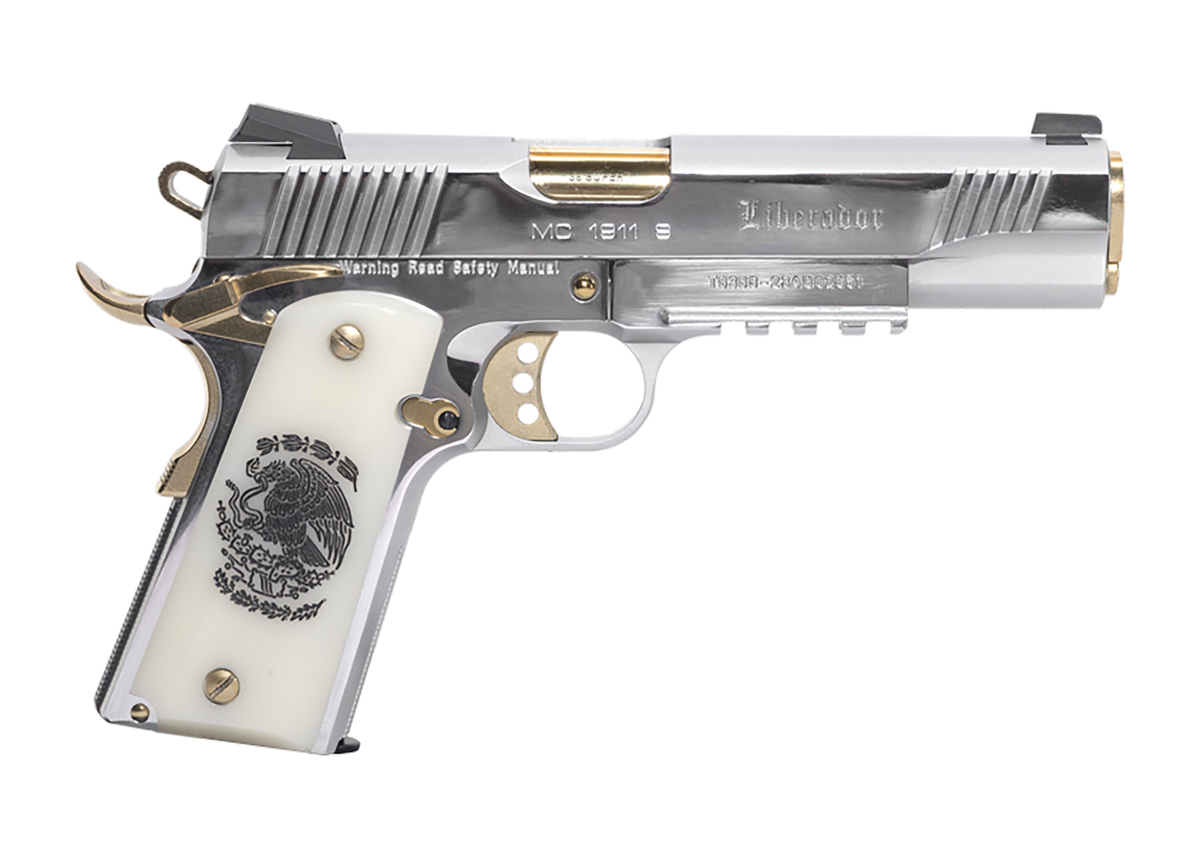 EAA Girsan MC1911S Liberador II .38 Super 5" 9+1 Semi-Auto Pistol - Chrome w/Gold Accents