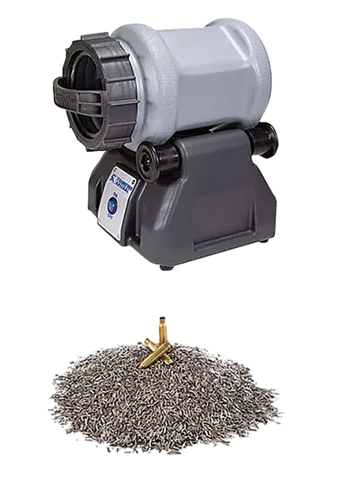 Frankford Arsenal Rotary Tumbler Lite Pro Kit Gray/Blue 300-Pc .223 Brass with 2 lbs Stainless Media