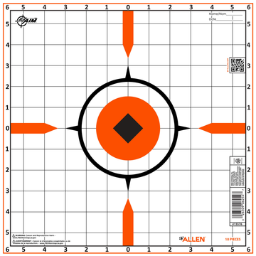 Allen EZ-Aim 15576 Sight-In Grid 12"x12" Hanging Paper Target Bright Orange 10 Pack