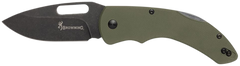 Browning Hidden Hollow EDC Large 3" Folding Drop Point Plain D2 Steel Blade OD Green G10 Handle