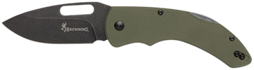 Browning Hidden Hollow EDC Large 3" Folding Drop Point Plain D2 Steel Blade OD Green G10 Handle