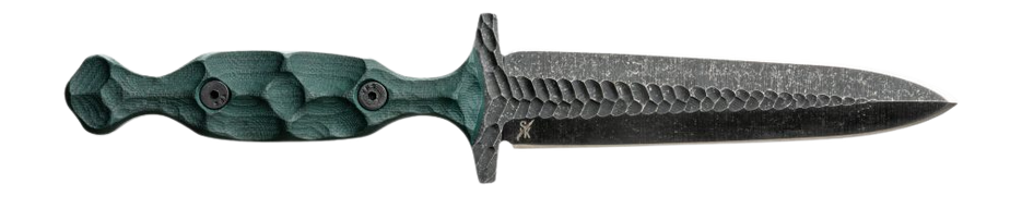 Stroup Knives HGDagger 5" Fixed Blade Double Edge Plain Acid Etched 1095HC Steel - Green G10 Handle