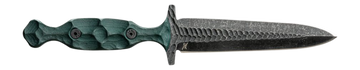 Stroup Knives HGDagger 5" Fixed Blade Double Edge Plain Acid Etched 1095HC Steel - Green G10 Handle