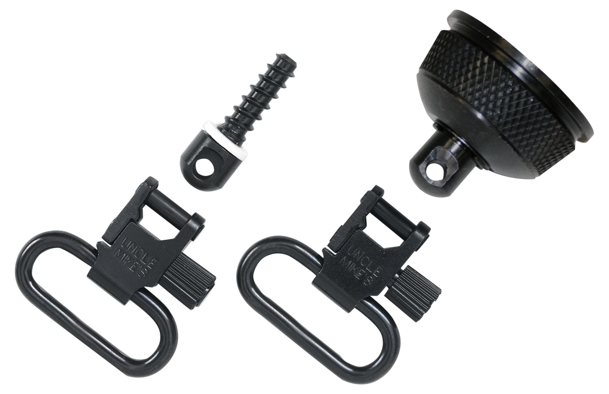 Uncle Mikes 18002 Mag Cap Swivel Set 1" QD Blued Steel - Remington 870 Express 12 Gauge Wood Stock