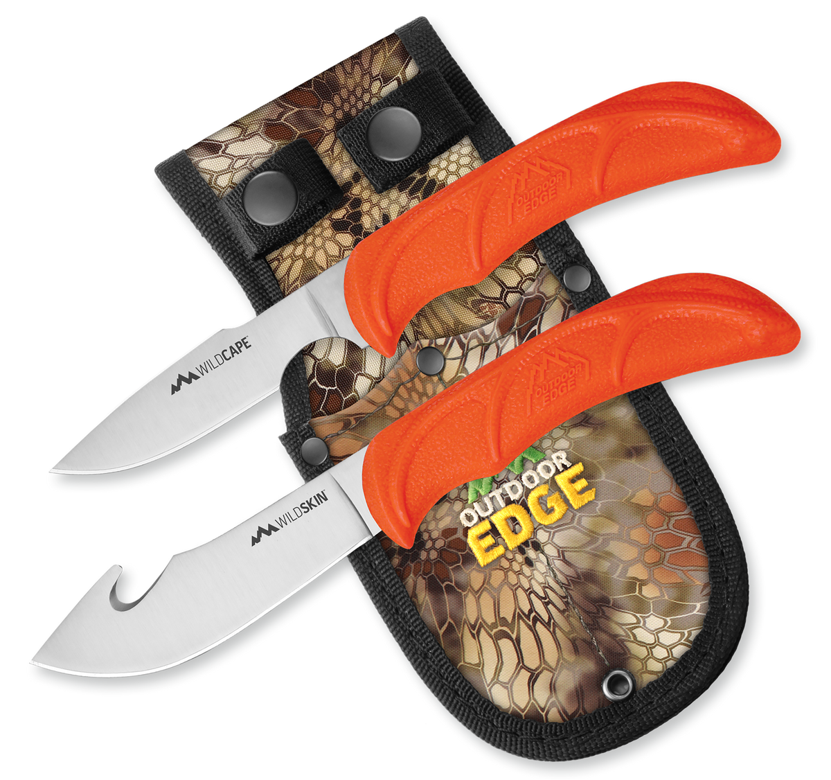 Outdoor Edge WildPair 2.50"/4" Fixed Blade Gut Hook/Caper 420J2 SS Blaze Orange TPR Handle