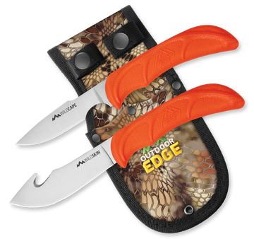 Outdoor Edge WildPair 2.50"/4" Fixed Blade Gut Hook/Caper 420J2 SS Blaze Orange TPR Handle