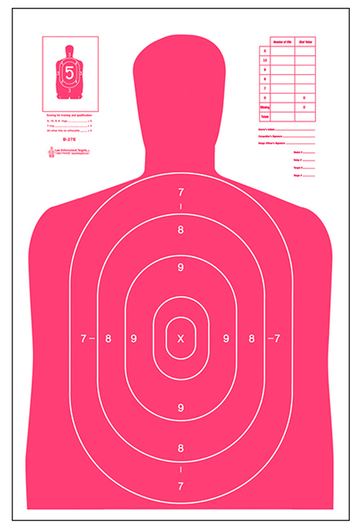 Action Target B-27E Qualification High Visibility Fluorescent Silhouette Paper Target 23" x 35" Red/White 100/Box