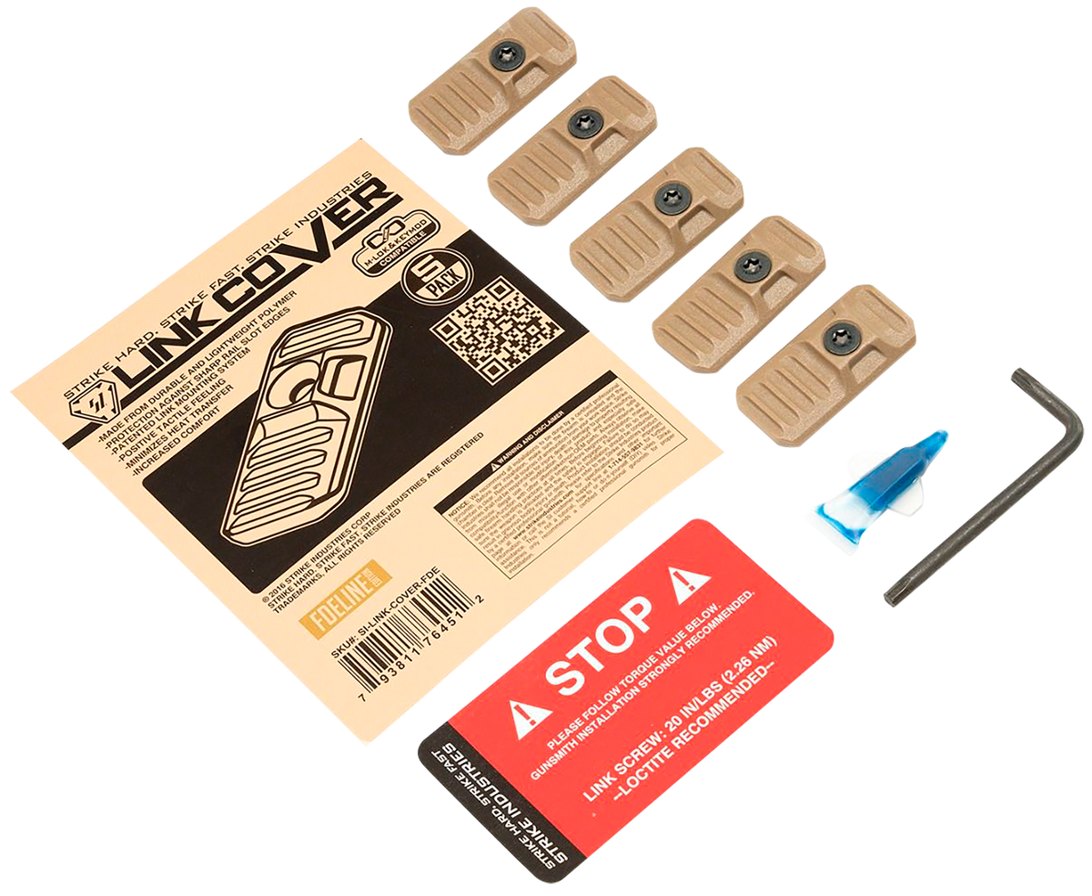 Strike Industries LINK Cover Flat Dark Earth Polymer M-LOK & KeyMod Rail Cover 5 Pack
