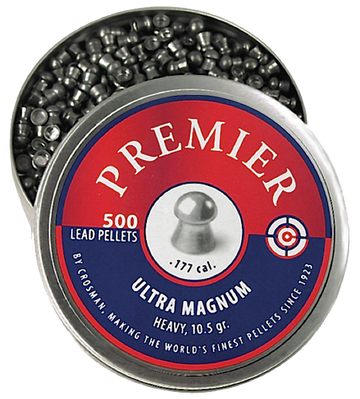 Crosman LUM77 Premier Ultra Magnum .177 10.5gr Lead Domed Pellet 500/Tin