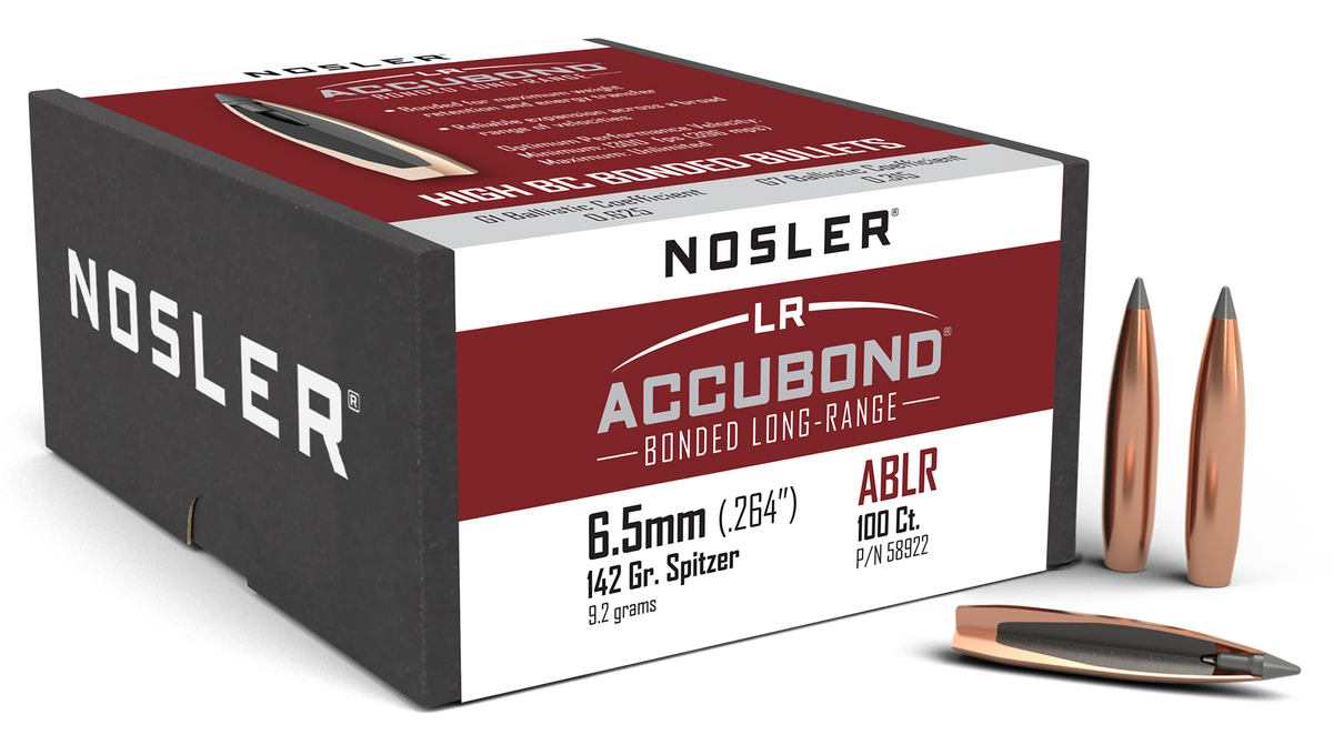 Nosler AccuBond Long Range 6.5mm 142gr Spitzer Reloading Bullets - 100/Box