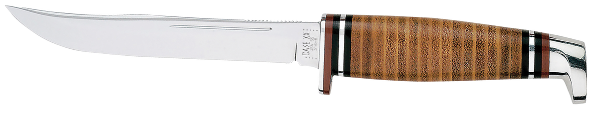 Case Hunter 5" Fixed Blade Clip Point Plain Tru-Sharp SS Leather Handle w/ Sheath