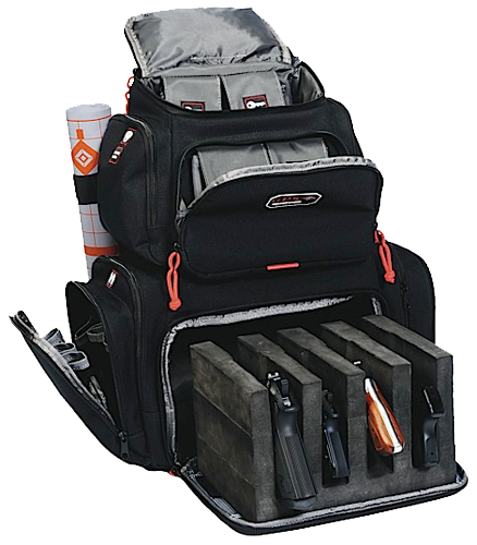 G*Outdoors 1711BP Handgunner Range Backpack Black 1000D Nylon Holds 4 Handguns