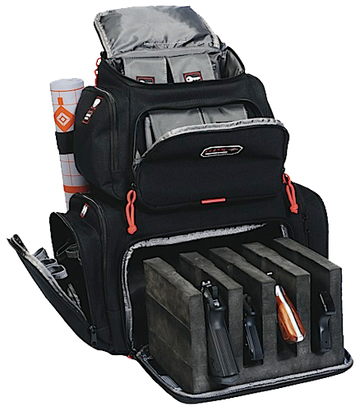 G*Outdoors 1711BP Handgunner Range Backpack Black 1000D Nylon Holds 4 Handguns